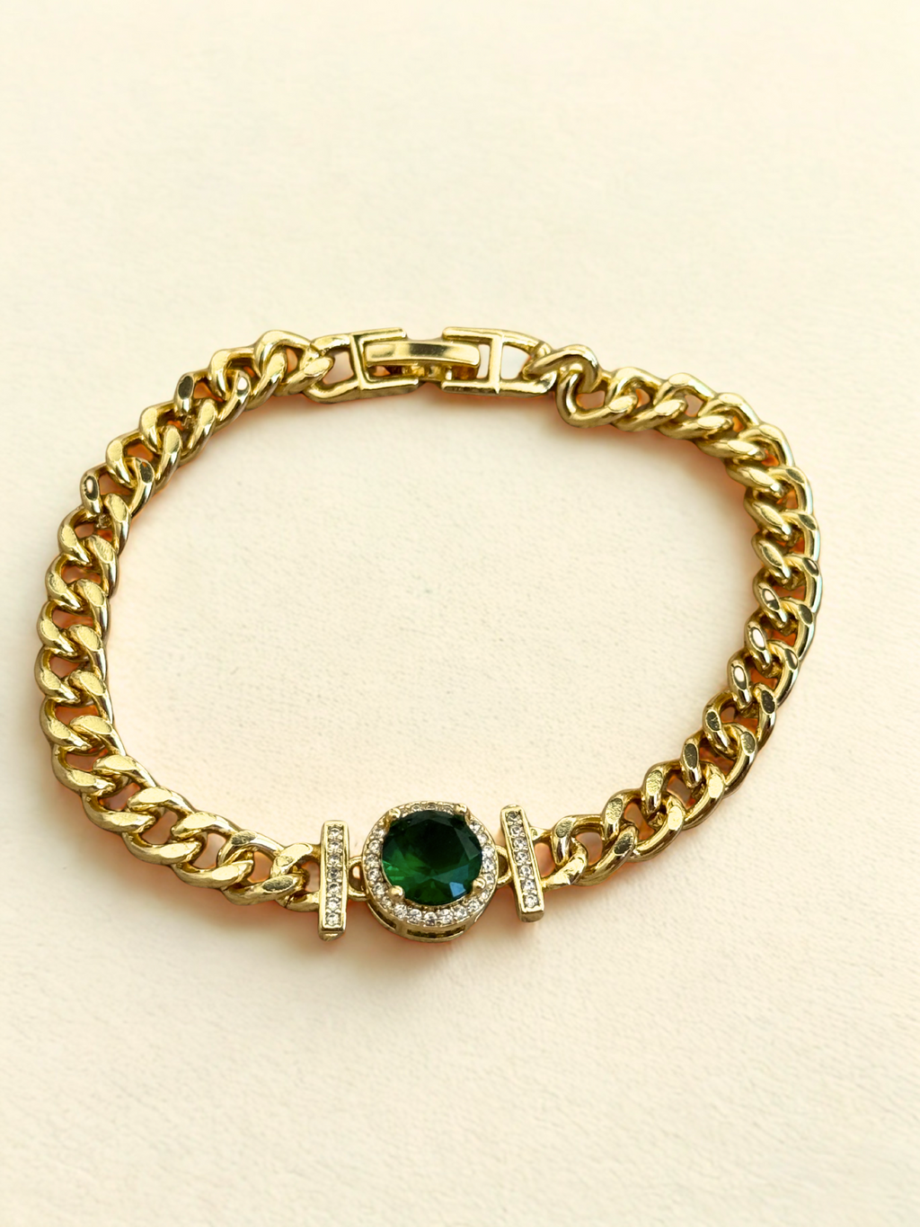 Emerald Green Stone Gold Bracelet