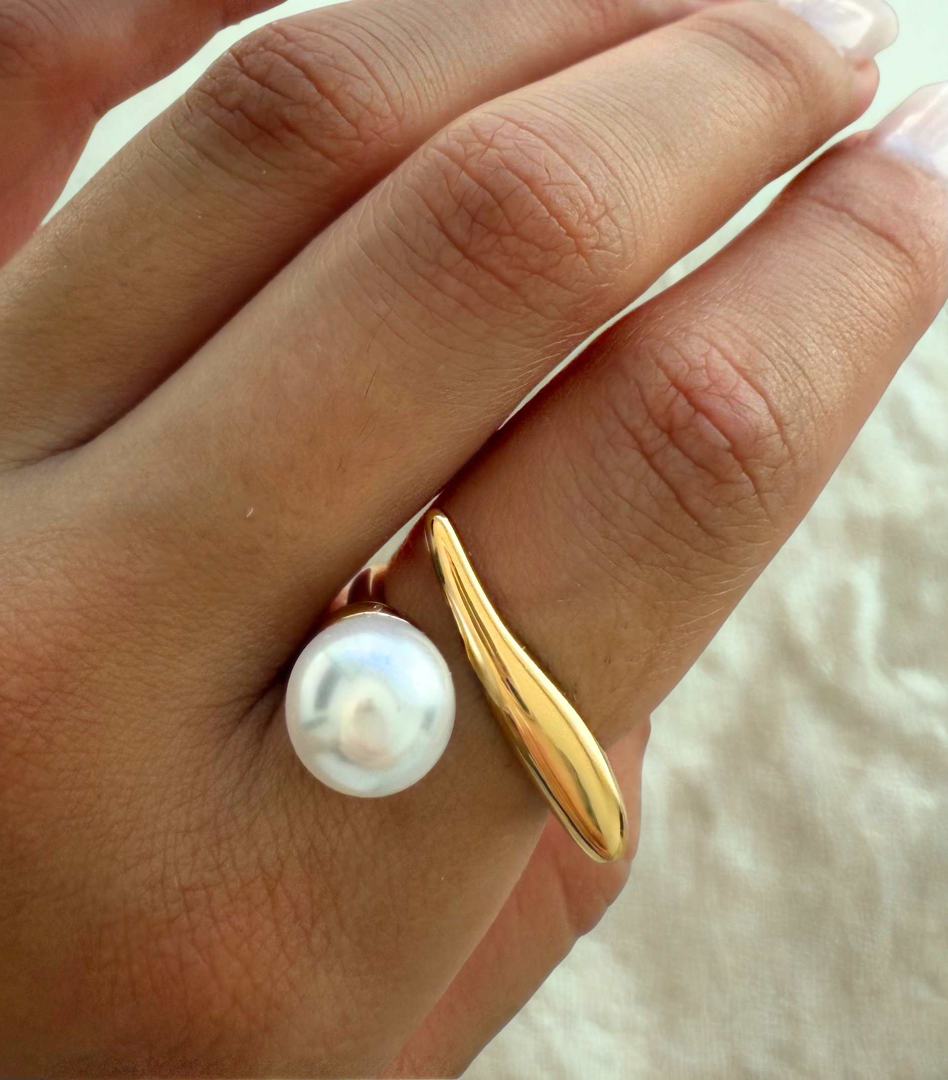 Golden Pearl Ring