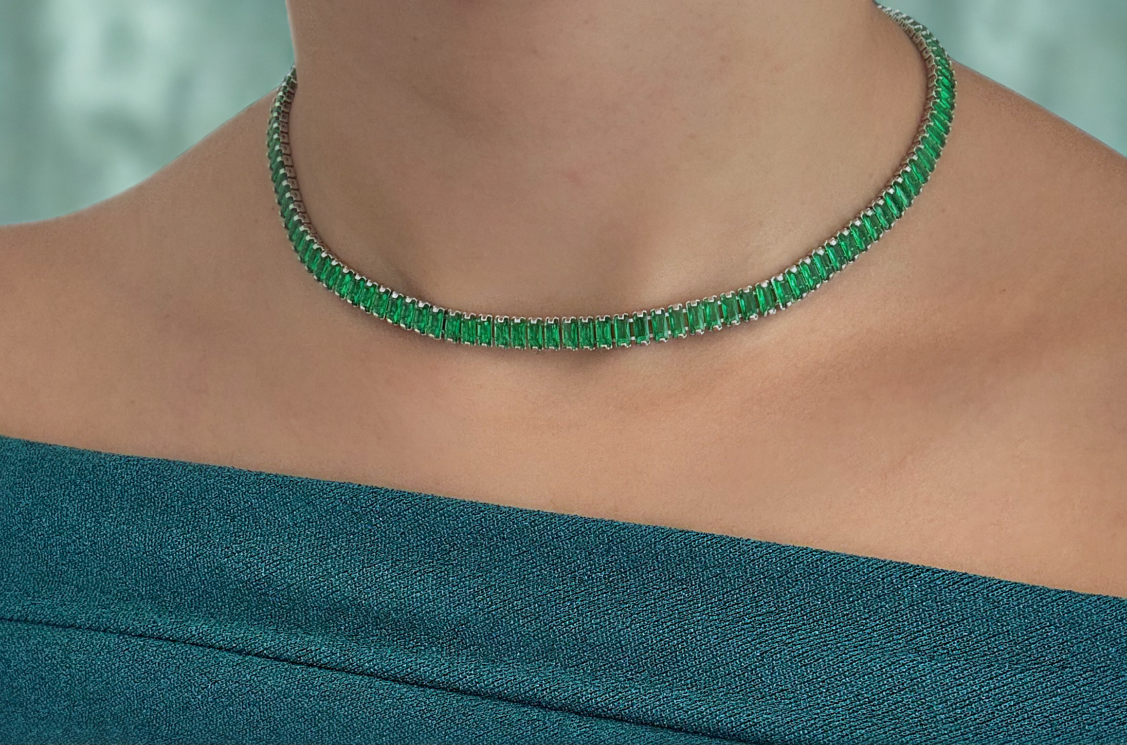Green Tennis Necklace