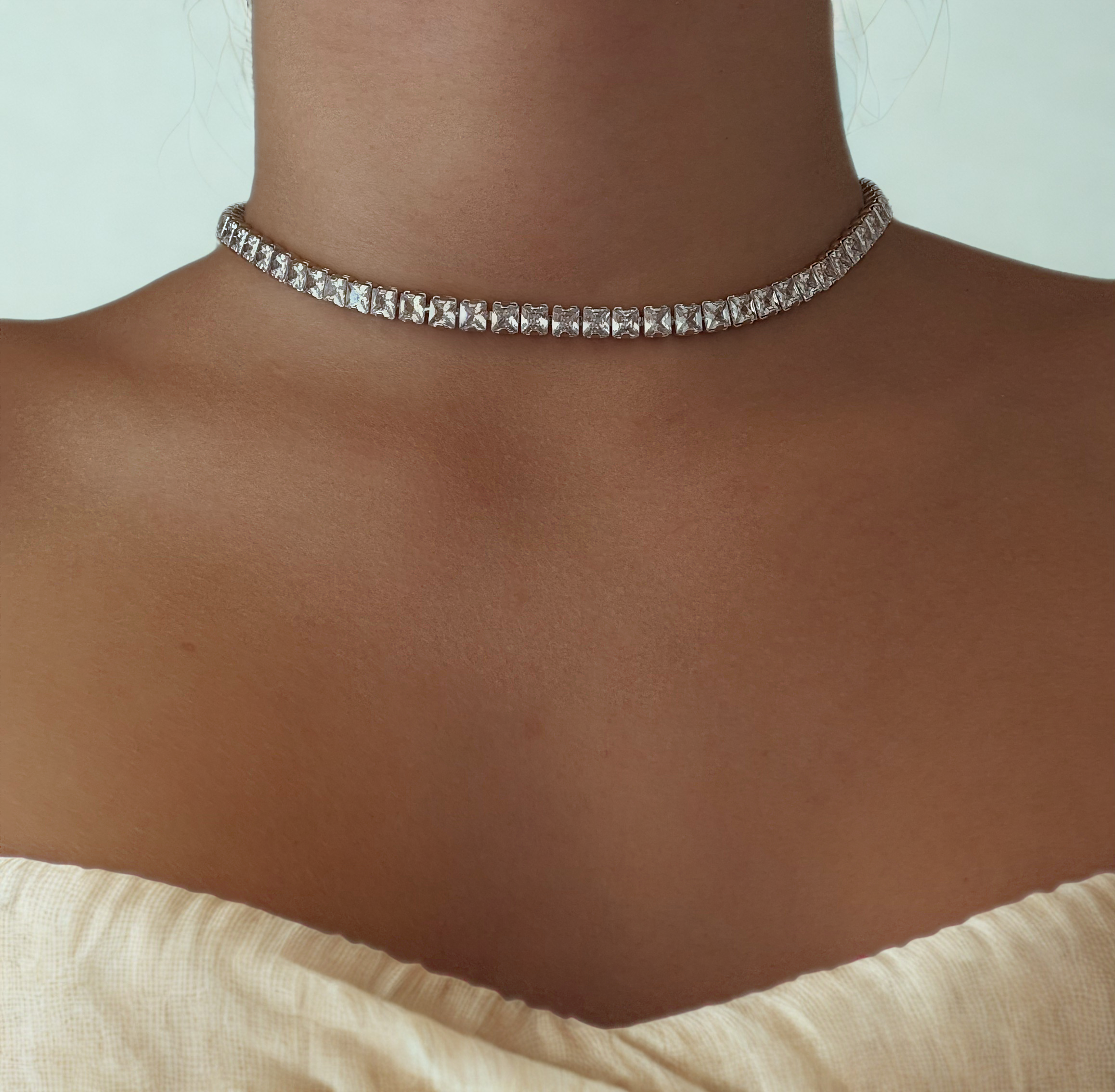 Sterling Silver Tennis Necklace